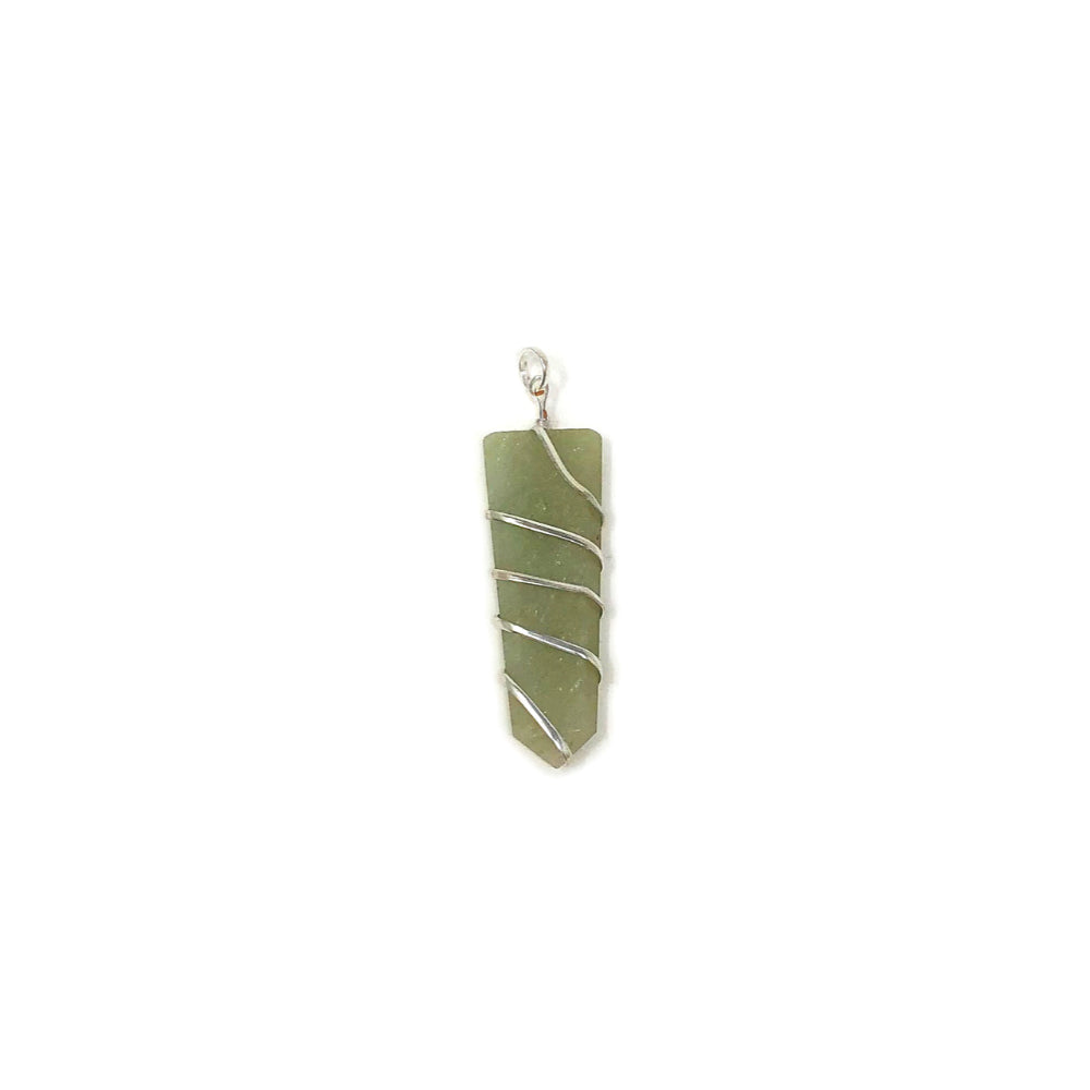 Flat Wire wrapped pendant Green Aventurine