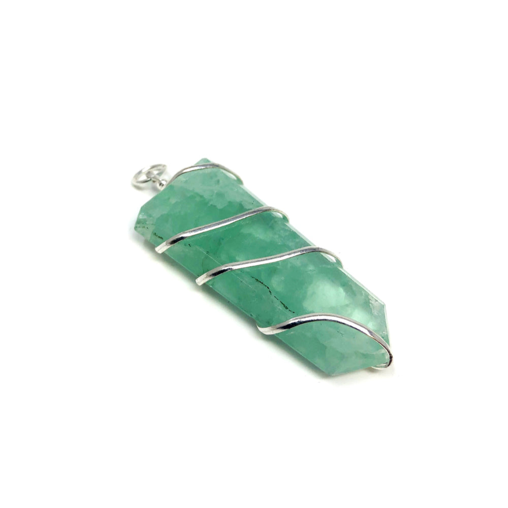 Flat Wire wrapped pendant Green Flourite