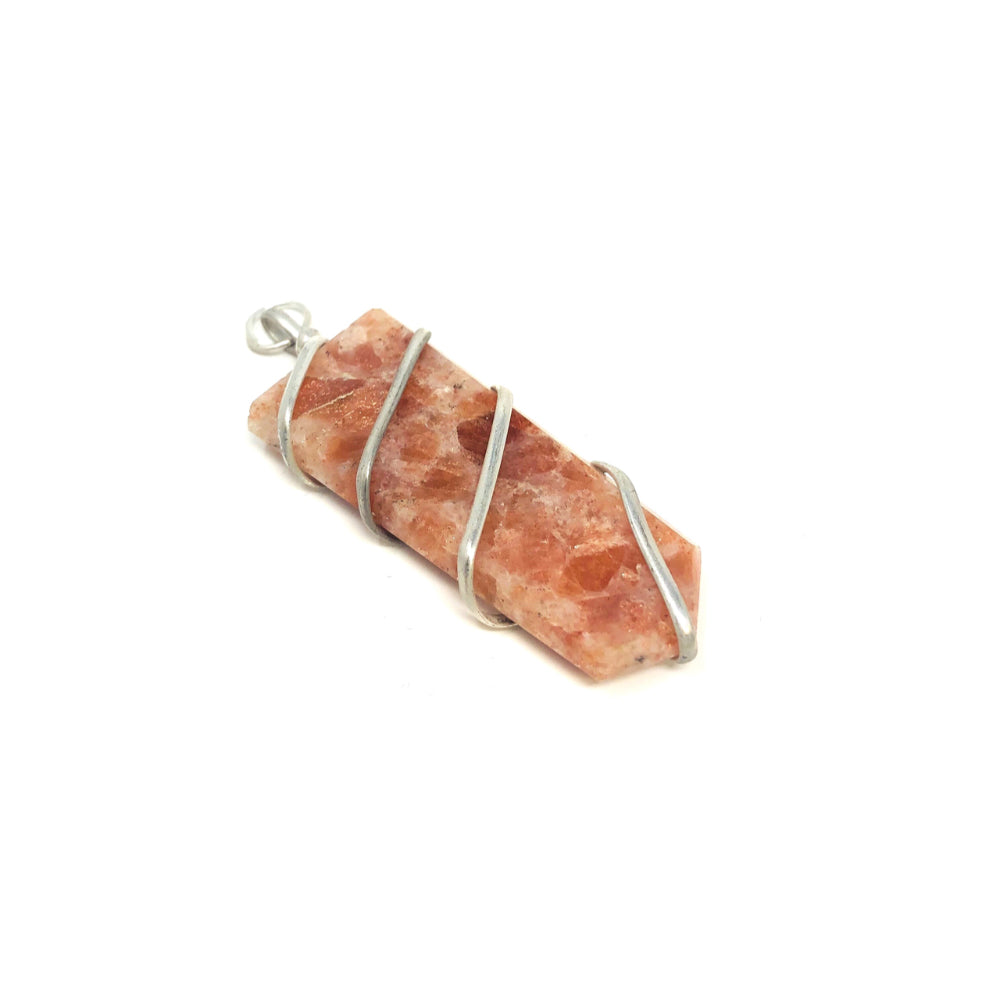 Flat Wire wrapped pendant Sunstone