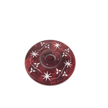 Load image into Gallery viewer, Stone Incense &amp; Cone Burner Round Flower Red 4inch
