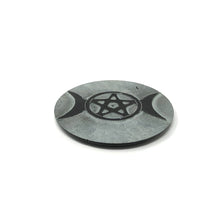 Load image into Gallery viewer, Stone Incense & Cone Burner Round Triple Moon Pentacle 4inch