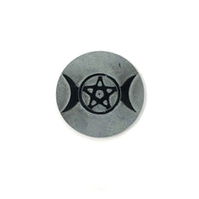 Load image into Gallery viewer, Stone Incense & Cone Burner Round Triple Moon Pentacle 4inch