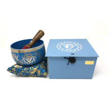 Load image into Gallery viewer, Tibetan Singing Bowl 7 Chakra Blue, Throat Chakra (Vishuddha)