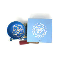 Load image into Gallery viewer, Tibetan Singing Bowl 7 Chakra Blue, Throat Chakra (Vishuddha)