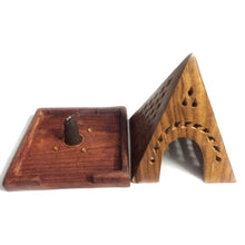 Load image into Gallery viewer, Wooden Pyramid Incense Cone Burner