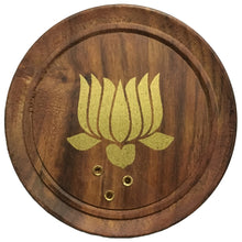 Load image into Gallery viewer, Wooden Round Incense )( Cone Burners Gold Prints (Pack of 12)