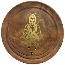 Load image into Gallery viewer, Wooden Round Incense )( Cone Burners Gold Prints (Pack of 12)