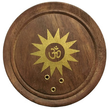 Load image into Gallery viewer, Wooden Round Incense )( Cone Burners Gold Prints (Pack of 12)
