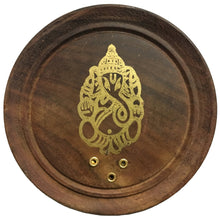 Load image into Gallery viewer, Wooden Round Incense )( Cone Burners Gold Prints (Pack of 12)