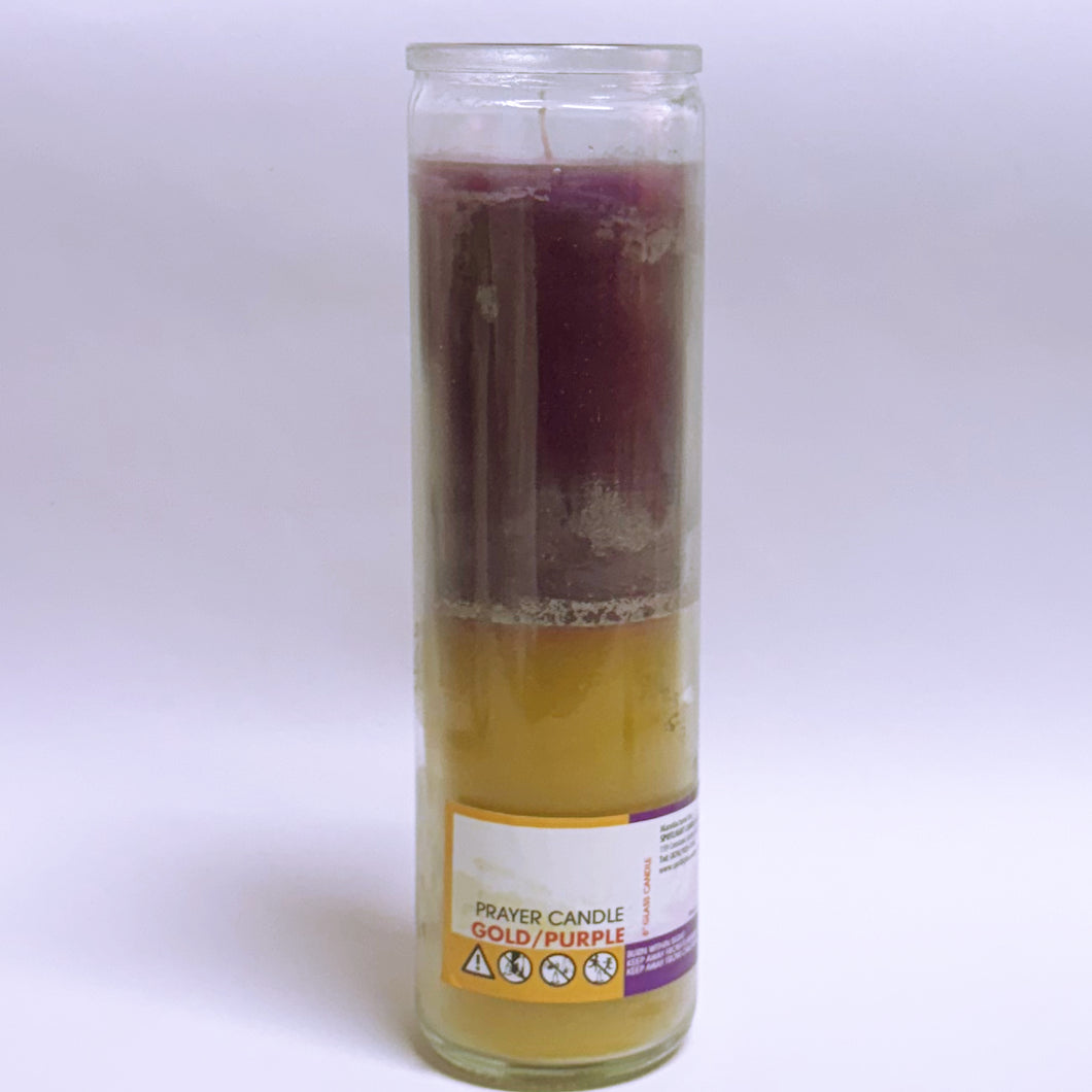 Gold and Purple plain glass candle