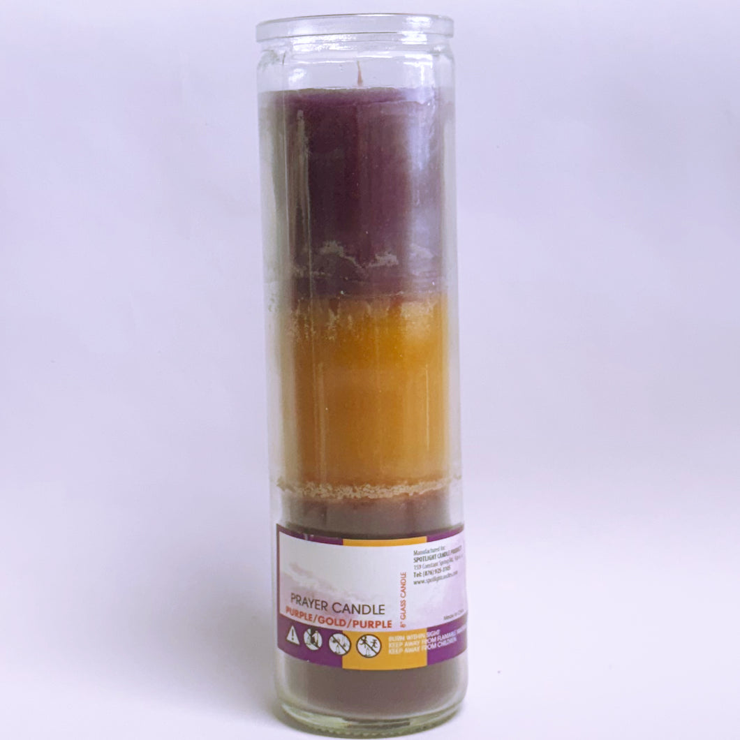 Purple ,Gold and Purple plain glass candle