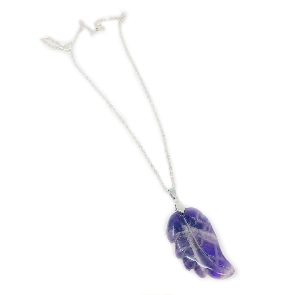 Amethyst Angel wing Pendant with chain (2inches)