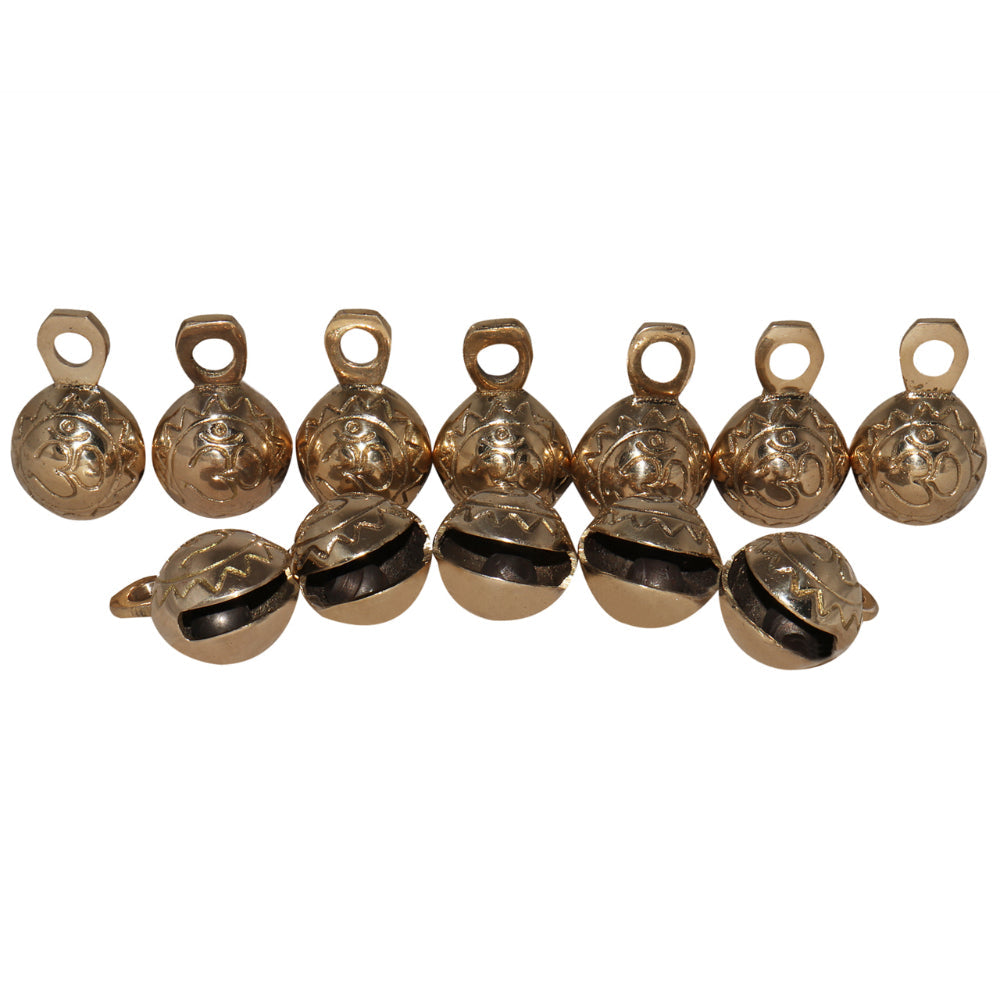 Brass Ghungroo Bells 2cm Om (set of 12)
