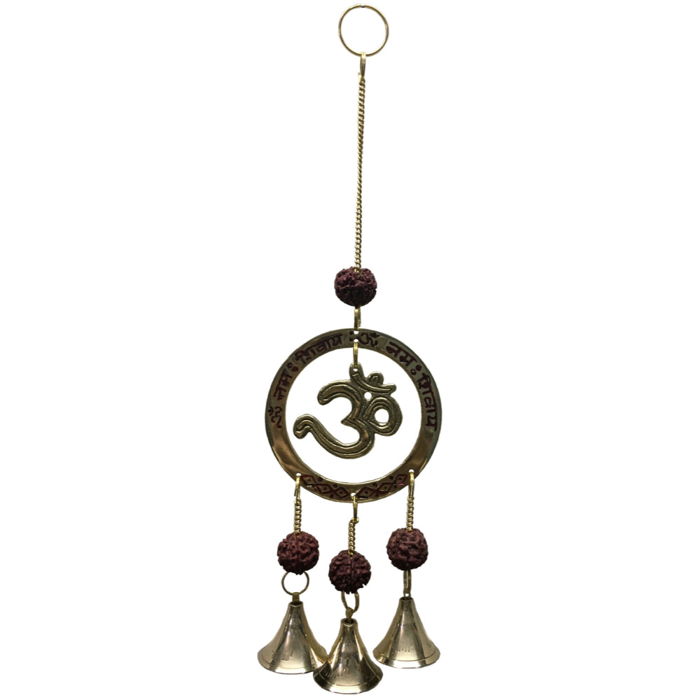 Brass Wind Chime with Rudraksh, Om in Ring