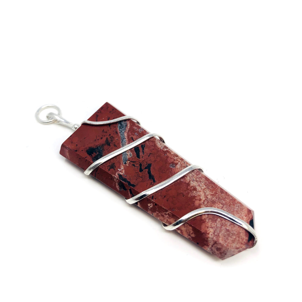 Flat Wire wrapped pendant Red Jasper