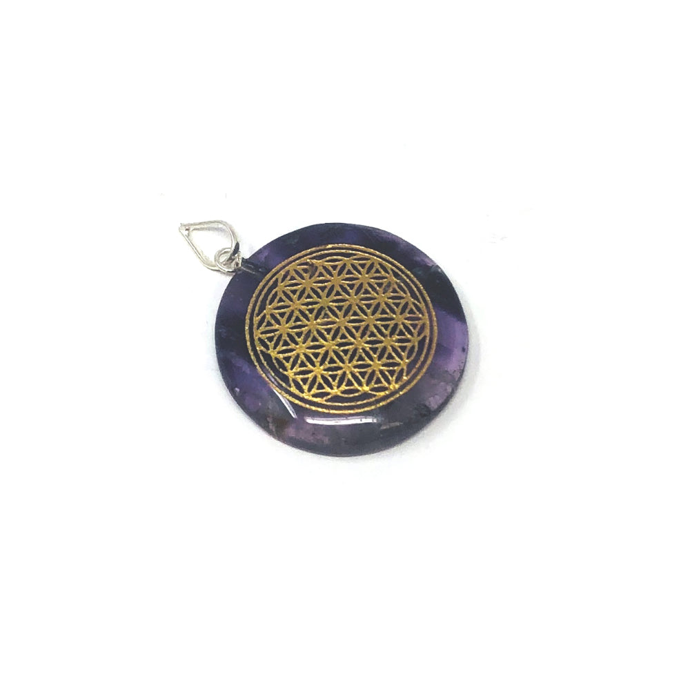 Flower Of Life pendant Amethyst 1inches