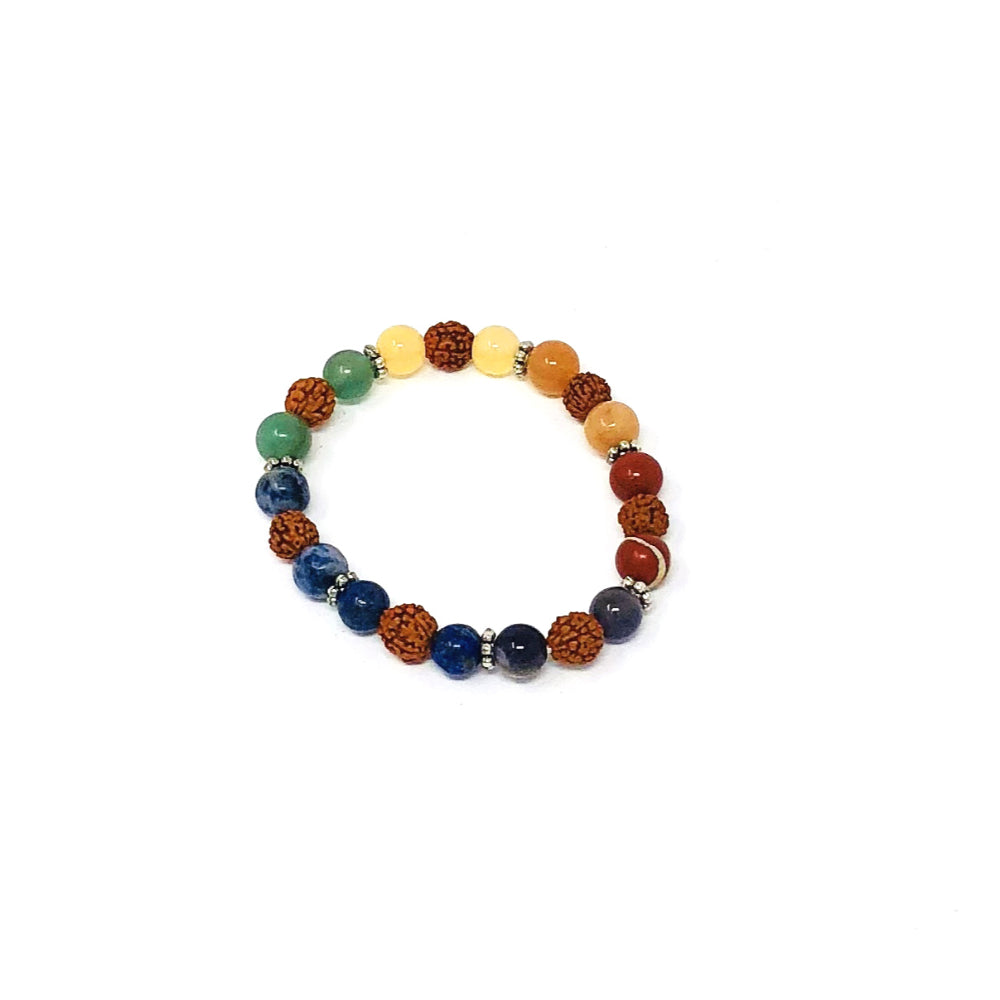 Rudraksha beads with 7 chakra 8mm bracelet #22