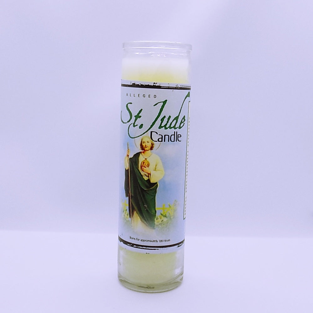 St Jude glass candle