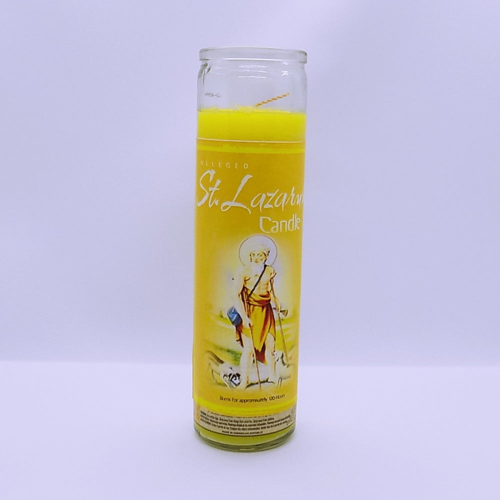 St Lazarus glass candle