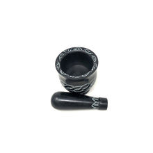 Load image into Gallery viewer, Stone Mortar and Pestle Black (Celtic Cross)
