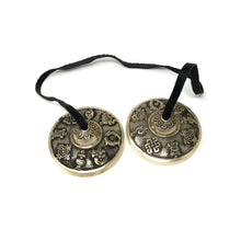 Load image into Gallery viewer, Tibetan Brass Cymbals 8 Lucky Symbols
