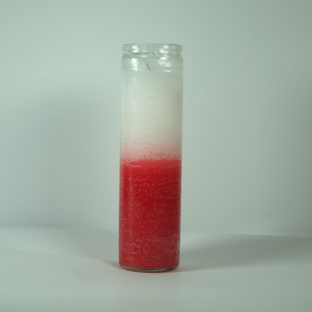 White & Red glass candle