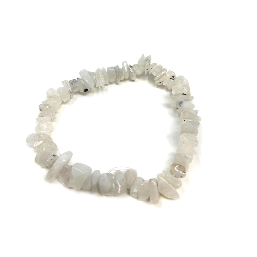 White Rainbow Moonstone chip bracelet #68