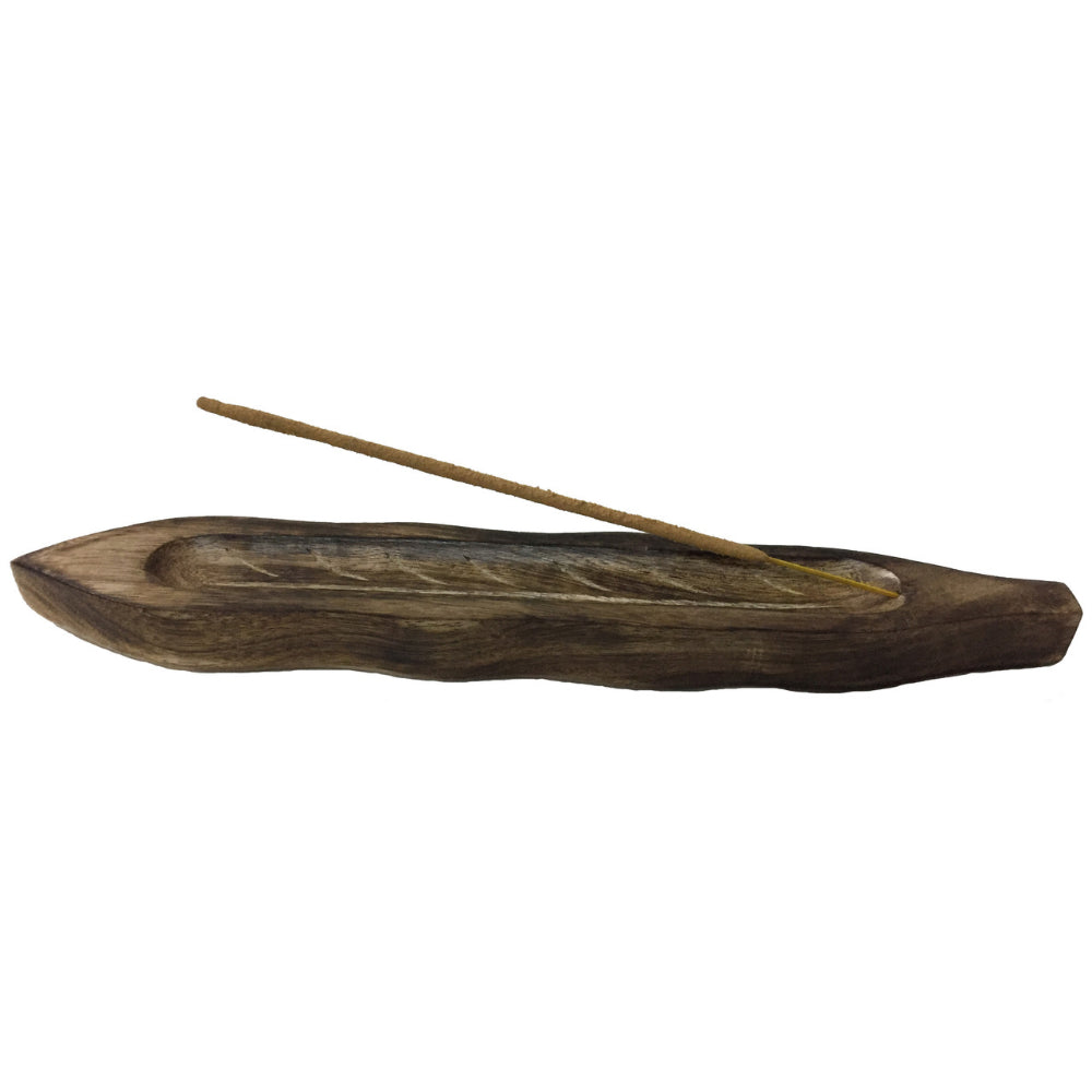 Wood Boat shaped Incense holder- 11 inch