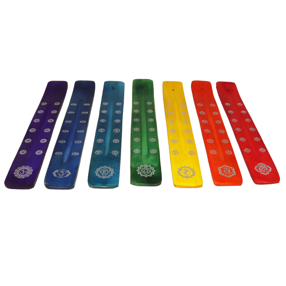 Wood Incense Burners, 7 Chakra (pack of 7)