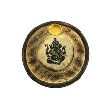 Load image into Gallery viewer, Wooden Round Incense )( Cone Burner (Pack of 12) Painted Ganesha
